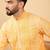 Men's yellow viscose rayon abstract embroidered straight chikankari kurta