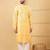 Men's yellow viscose rayon abstract embroidered straight chikankari kurta