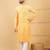 Men's yellow viscose rayon abstract embroidered straight chikankari kurta