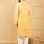 Men's yellow viscose rayon abstract embroidered straight chikankari kurta