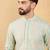 Men's green viscose rayon striped embroidered straight chikankari kurta
