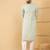 Men's green viscose rayon striped embroidered straight chikankari kurta