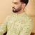 Men's olive viscose rayon geometric embroidered straight chikankari kurta