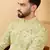Men's olive viscose rayon geometric embroidered straight chikankari kurta