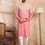 Men pink silk blend ombre embroidered straight kurta sets