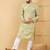 Men's olive viscose rayon geometric embroidered straight chikankari kurta