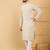 Men's cream viscose rayon floral embroidered straight chikankari kurta
