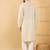 Men's cream viscose rayon floral embroidered straight chikankari kurta