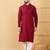 Men's maroon viscose rayon solid embroidered straight chikankari kurta