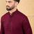 Men's maroon viscose rayon solid embroidered straight chikankari kurta