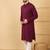 Men's maroon viscose rayon solid embroidered straight chikankari kurta