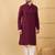 Men's maroon viscose rayon solid embroidered straight chikankari kurta