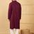 Men's maroon viscose rayon solid embroidered straight chikankari kurta