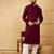 Men's maroon viscose rayon solid embroidered straight chikankari kurta