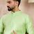 Men green silk blend solid embroidered straight kurta with trouser