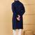 Men's navy blue viscose rayon solid embroidered straight chikankari kurta