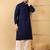 Men's navy blue viscose rayon solid embroidered straight chikankari kurta