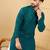 Men's teal viscose rayon solid embroidered straight chikankari kurta