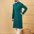 Men's teal viscose rayon solid embroidered straight chikankari kurta