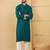 Men's teal viscose rayon solid embroidered straight chikankari kurta