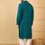 Men's teal viscose rayon solid embroidered straight chikankari kurta