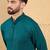 Men's teal viscose rayon solid embroidered straight chikankari kurta