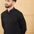 Men's black viscose rayon solid embroidered straight chikankari kurta