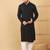 Men's black viscose rayon solid embroidered straight chikankari kurta