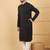 Men's black viscose rayon solid embroidered straight chikankari kurta