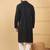 Men's black viscose rayon solid embroidered straight chikankari kurta
