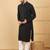 Men's black viscose rayon solid embroidered straight chikankari kurta