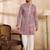 Men maroon silk blend solid embroidered straight kurta sets
