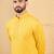 Men's yellow viscose rayon solid embroidered straight chikankari kurta