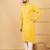 Men's yellow viscose rayon solid embroidered straight chikankari kurta