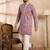 Men maroon silk blend solid embroidered straight kurta sets