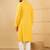 Men's yellow viscose rayon solid embroidered straight chikankari kurta