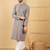 Men's grey viscose rayon solid embroidered straight chikankari kurta
