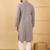 Men's grey viscose rayon solid embroidered straight chikankari kurta