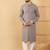 Men's grey viscose rayon solid embroidered straight chikankari kurta