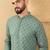 Men's green viscose rayon solid embroidered straight chikankari kurta