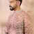 Men orange silk blend solid embroidered straight kurta sets