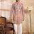 Men orange silk blend solid embroidered straight kurta sets