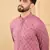 Men's mauve viscose rayon solid embroidered straight chikankari kurta