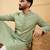 Men's green viscose rayon solid embroidered straight chikankari kurta