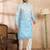 Men blue silk blend ombre embroidered straight kurta sets