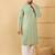 Men's green viscose rayon solid embroidered straight chikankari kurta