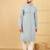 Men's grey viscose rayon solid embroidered straight chikankari kurta