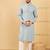 Men's grey viscose rayon solid embroidered straight chikankari kurta