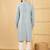 Men's grey viscose rayon solid embroidered straight chikankari kurta