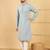 Men's grey viscose rayon solid embroidered straight chikankari kurta